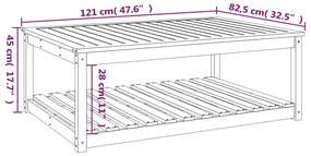 Mesa de jardim 121x82,5x45 cm madeira de pinho maciça