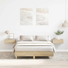 vidaXL Estrutura de cama sem colchão 135x190 cm carvalho sonoma