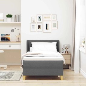 vidaXL Cama Box Spring com Colchão em Cinza Escuro, 90 x 190 cm, Tecido