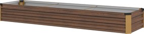 Outsunny Canteiro Elevado para Horta Externa 405L, Jardineira de Varanda em Aço Galvanizado com Fundo Aberto, para Plantas, Flores e Legumes, 240x60x30 cm, Efeito Madeira Escura | Aosom Portugal