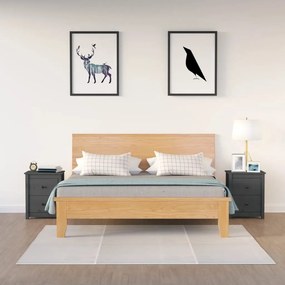vidaXL Mesas de cabeceira 2 pcs 50x35x61,5 cm pinho maciço cinza
