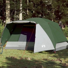 vidaXL Tenda familiar c/ avançado para 6 pessoas impermeável verde
