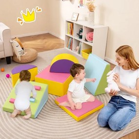 Conjunto de 6 blocos de espuma para crianças com velcro, escalada suave e leve para interior, para bebés escalarem e treparem Multicolor