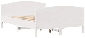 Cama sem colchão 140x200 cm madeira de pinho maciça branco