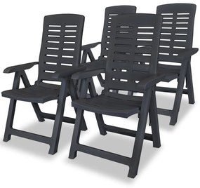 vidaXL Cadeiras de jardim reclináveis 4 pcs plástico antracite