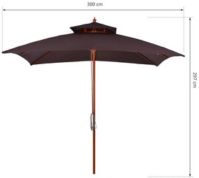 Chapéu de Sol de Jardim com Teto Duplo Sistema de Polia Toldo de Polié