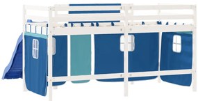 Cama alta p/ criança c/ cortinas 80x200 cm pinho maciço azul