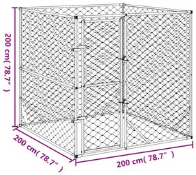 Canil de exterior 2x2x2 m aço galvanizado prateado