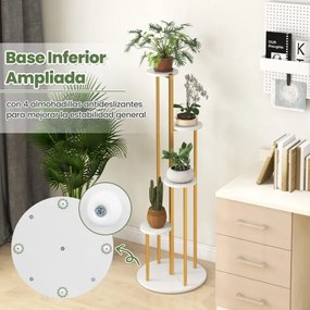 Estante de metal para plantas de interior com 125 cm de altura para plantas em vaso para casa, escritório e varanda Dourada, branco