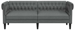 Sofá chesterfield 3 lugares tecido cinzento-escuro