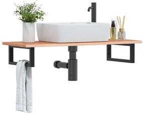 vidaXL Prateleira de parede p/ lavatório aço/madeira carvalho maciça