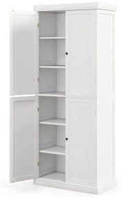 Armario cozinha com 4 Portas e 6 Estantes Armário de Madeira para Cozinha Sala de Jantar Sala de Estar 76 x 40 x 184,5 cm Branco