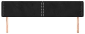 Cabeceira de cama c/ abas veludo 203x16x78/88 cm preto