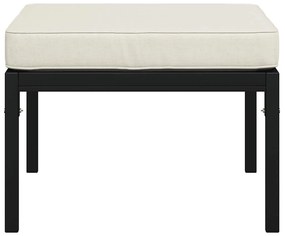 Apoios pés jardim c/ almofadões cor areia 2 pcs 60x60x35 cm aço