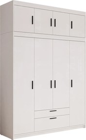 Roupeiro Novduni 106, Branco, 246x177x53cm, 178 kg, Portas para roupeiro: Com dobradiças, Número de prateleiras: 8, Número de prateleiras: 8