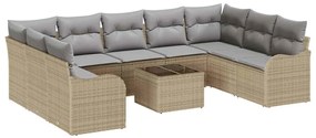Conjunto de Sofá de Jardim vidaXL de 10 Peças com Almofadas Pretas de