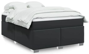 vidaXL Cama com molas/colchão 160x200 cm couro artificial preto