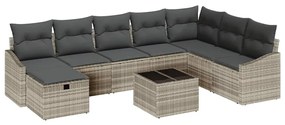 Conjunto de Sofá de Jardim de 9 peças com Almofadas Cinza Claro Polira