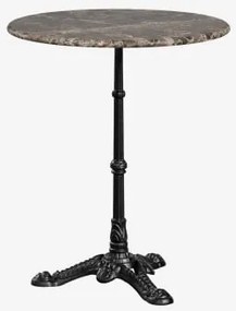Mesa De Bar Redonda Ø60cm Em Pedra Natural Azteca Mármore Castanho Emperador - Preto - Sklum