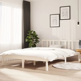 814885 vidaXL Estrutura de cama 140x200 cm madeira maciça branco