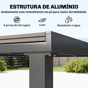 Conjunto de Mesa e Cadeiras de Jardim com Mesa Extensível Estrutura de Alumínio 8 Cadeiras e Tampo de Ripas de Madeira Plástica