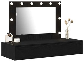 Mesa de Toucador Suspensa com Luzes LED em Carvalho Preto