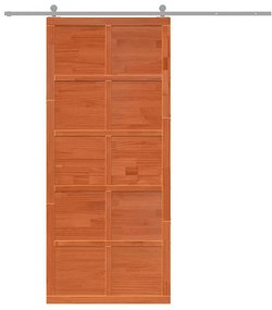 Porta de celeiro Castanho 80 x 210 cm Madeira de pinho maciça