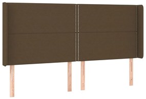 Cama box spring c/ colchão/LED 200x200cm tecido castanho-escuro