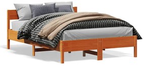 Cama sem colchão 150x200 cm madeira pinho maciça castanho-mel