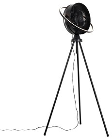 Ventilador de pé tripé preto com LED regulável em 3 níveis - Marleen Moderno