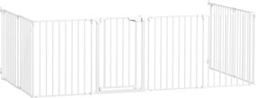 Barreira de segurança metálica, cercadinho dobrável e modular para cães e crianças, 8 painéis, 61 x 75 cm, branco