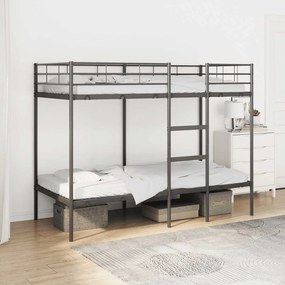 vidaXL Beliche sem colchão 90x200 cm aço preto