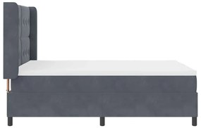 Cama Box Spring com Colchão e LED Cinza Escuro 160x200 cm Veludo