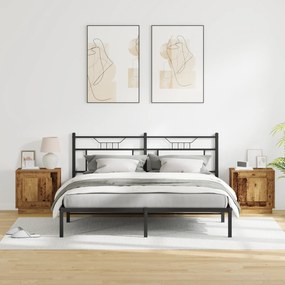 Cômodas de cabeceira com luzes LED 2 pcs Madeira velha 44x34,5x45 cm