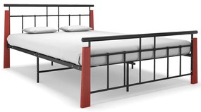 Estrutura de cama 140x200 cm metal/madeira de carvalho maciça