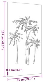 Decoração p/ muro de jardim 105x55cm aço corten design palmeira