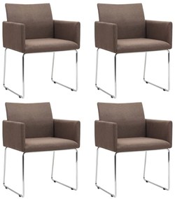 vidaXL Cadeiras de jantar 4 pcs tecido castanho