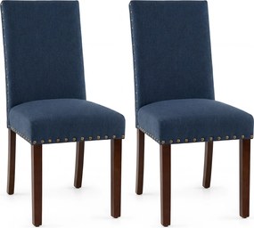 Conjunto de 2 Cadeiras de Jantar Estofadas, 44,5 x 67 x 96 cm, Assento e Encosto Acolchoados, Azul-marinho