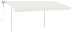 Toldo retrátil manual com postes 4,5x3 m cor creme