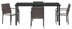 Conjunto de Jantar de Jardim com 5 Peças e Almofadas - Rattan Marrom