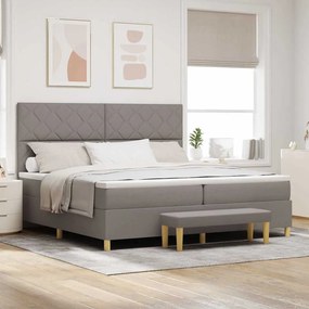 vidaXL Cama Box Spring com Colchão e Banco Taupe 200x200 cm Tecido
