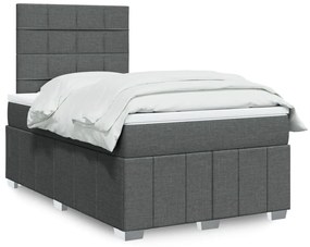 Cama boxspring com colchão 120x190 cm tecido cinzento-escuro