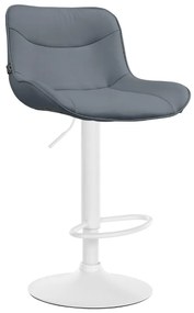 Banco alto em couro sintético com estrutura branca 85-106 x 49 x 51 cm cinzento