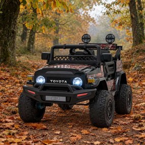 Jipe elétrico para Crianças Toyota FJ Cruiser 12V 4x4, Rodas Espuma EVA, Assentocouro ecológico Preto Camuflado