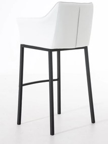 Banco de bar Damaso em couro sintético e com estrutura preta 64 x 110 x 48 cm Branco