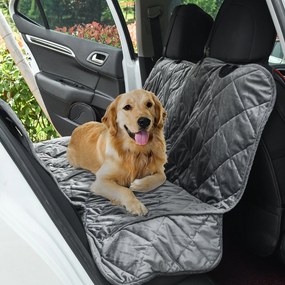 PawHut Capa de Assento de Carro para Cães Coberta Protetora para Animais de Estimação Antiderrapante e Aberturas para Cinto de Segurança Fácil de Instalar e Limpar 160x145cm Cinza