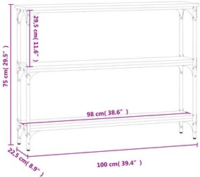 Mesa consola 100x22,5x75 cm derivados madeira carvalho castanho