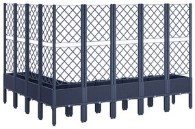 Vaso/floreira de jardim c/ treliça 200x160x142 cm PP cinzento azul