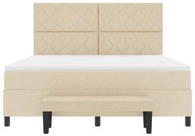 Cama com Estrutura Box com Colchão e Banco Creme 180x200 cm Tecido