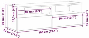 Servidor de TV vidaXL Preto Carvalho 100x30x30 cm Madeira de engenhari
